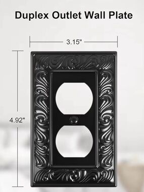 Decorative Black Swirl Outlet Cover Plate - Black